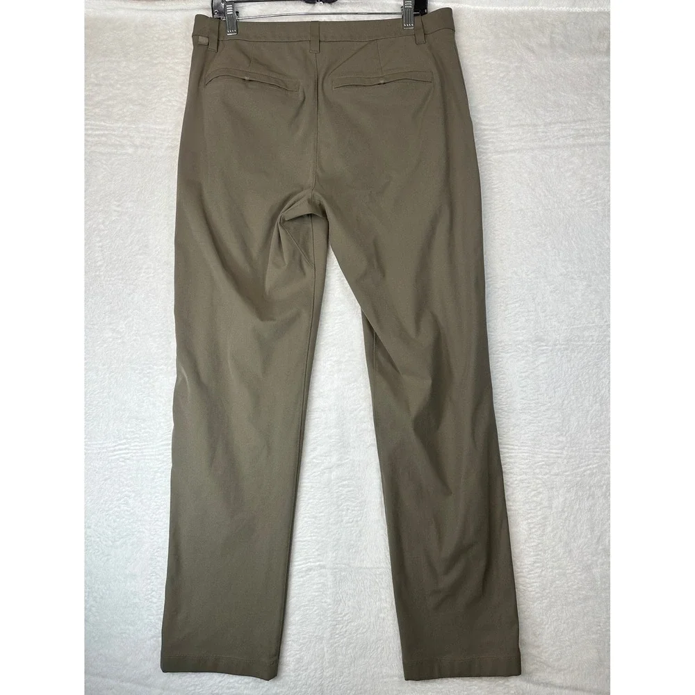 Lululemon Commission Pants Mens 31 Brown Olive Straight Leg Technical Chino